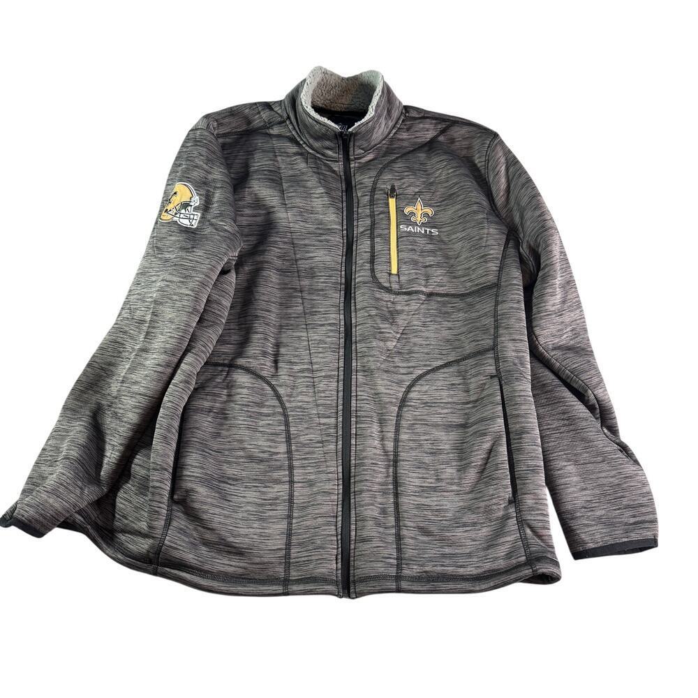 New Orleans Saints Mens 3XL Full Zip Jacket Lined Gray NFL Fleece Big/Tall
